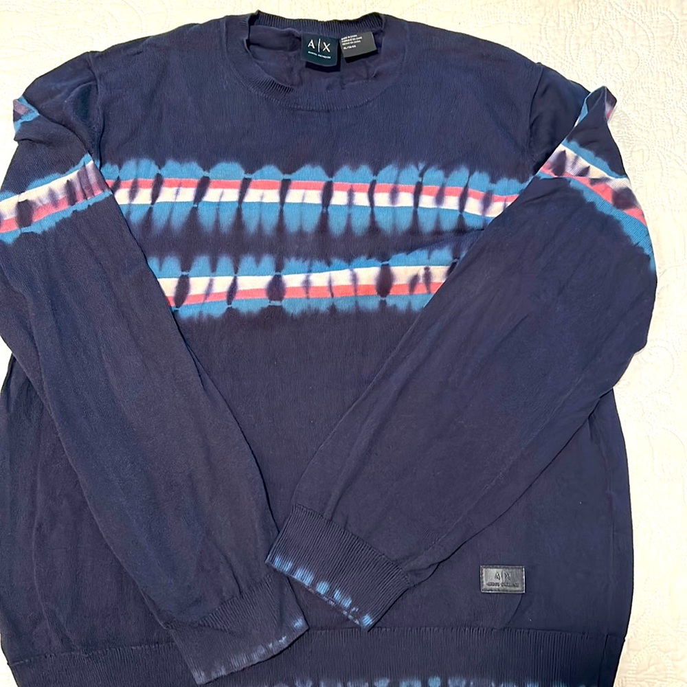 Armani Exchange Tie Dye XL men’s sweater, long sleeve blue. Perfect condition